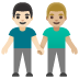 👨🏻‍🤝‍👨🏼 men holding hands: light skin tone, medium-light skin tone display on Google